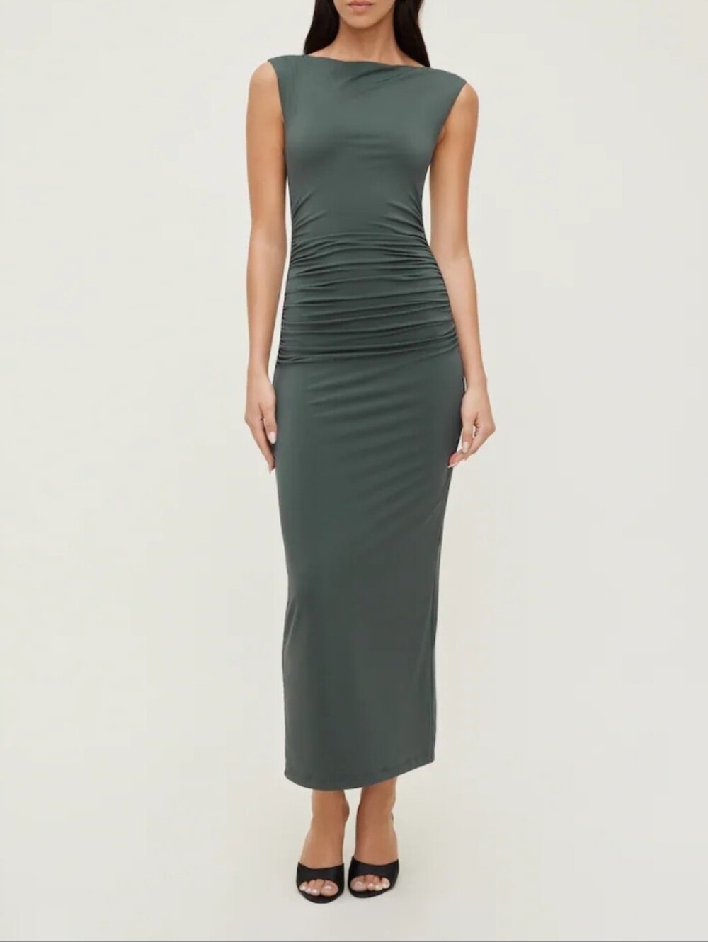 Dynamite Sleeveless Ruched Maxi Dress - Slate